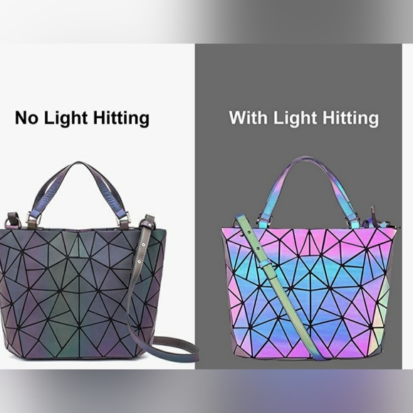 Geometric Luminous Purse/ Handbags for Women "Holographic Reflective Crossbod" - Picture 12 of 14